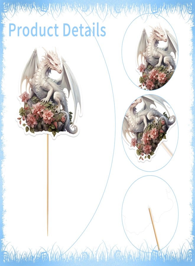 EoBeCy 40 Pcs Dragon Birthday Party Decorations, Fantasy Dragon Cupcake Toppers, Mystical Cupcake Picks for Birthday Parties and Events (8 Designs) - Image 4